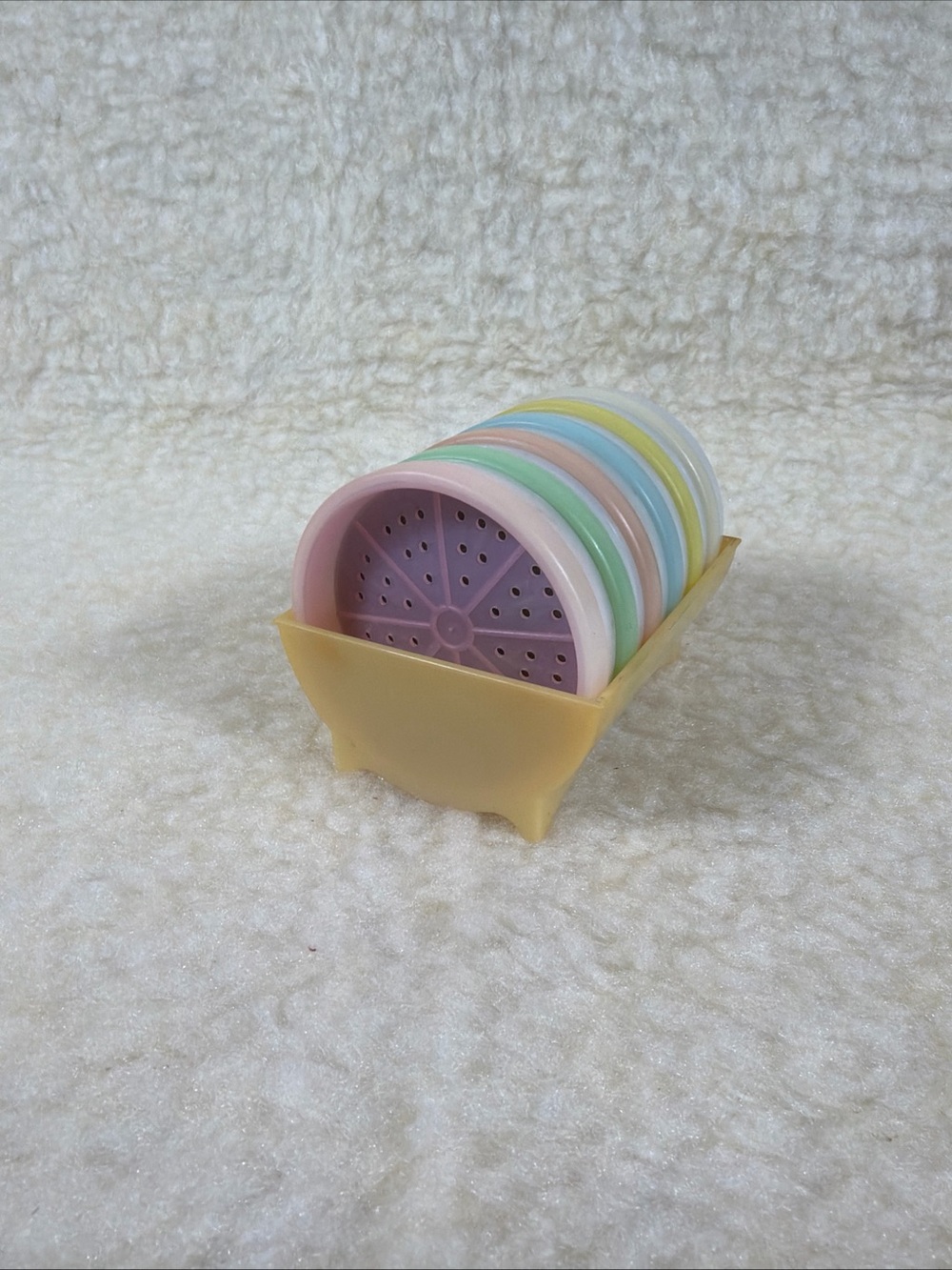 Vintage Tupperware Pastel Stackable Coaster with Caddy